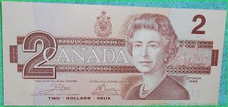 1986 Bank Of Canada 2 Dollar Bank Note Unc ?? photo