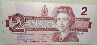 1986 Canadian Bank Of Canada 2.  00 Bank Note Unc photo
