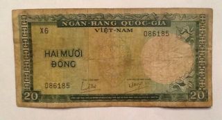 1964 South Vietnam 20 Dong Banknote - We Combine Shipment photo