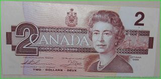 1986 Canadian Bank Of Canada 2.  00 Bank Note Unc photo