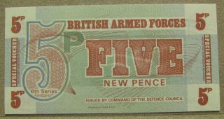 British Armed Forces 5p Five Pence 6th Series (1972) Bill Note Clearance photo