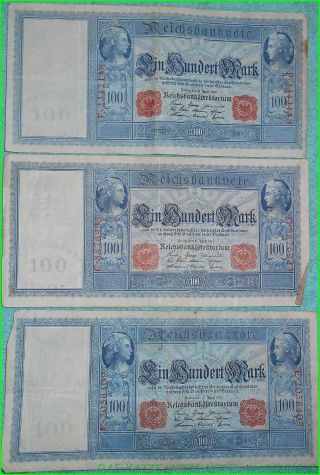 3 April 1910 German 100 Marks Inflation Money photo