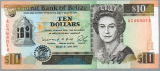 10 Dollars Belize Uncirculated Banknote,  01 - 06 - 1991,  Pick 54 - B photo