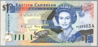 10 Dollars Eastern Caribbean (antigua) Unc Banknote,  N/d (1993),  Pick 27 - A photo