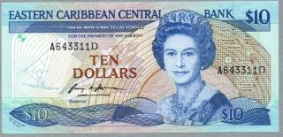 10 Dollars Eastern Caribbean Uncirculated Banknote,  N/d (1985 - 93),  Pick 23 - D1 photo