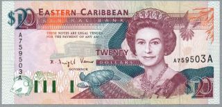 20 Dollars Eastern Caribbean (antigua) Unc Banknote,  N/d (1993),  Pick 28 - A photo