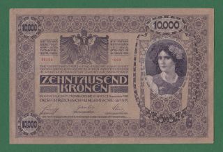Rare 10.  000 Kronen 1918 Austria Axf photo