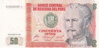 50 Intis From Peru Extra Fine - Aunc Note photo