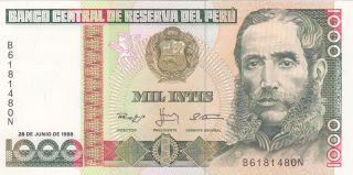 1000 Intis From Peru Extra Fine - Aunc Note photo