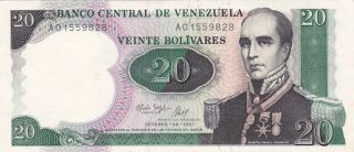 20 Bolivares From Venezuela.  1987.  Extra Fine Note photo