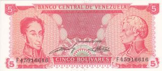 5 Bolivares From Venezuela.  1989.  Extra Fine - Aunc Note photo