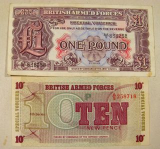 1 Pound (1948) & 10 Pence (1972) British Armed Forces (military) Great Britain photo