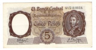 Argentina Note 1961 5 Pesos Series A - P 275c - B 1924 photo