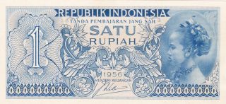 1 Rupiah From Indonesia.  1956.  Extra Fine - Aunc Note photo