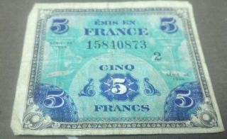 Ww2 Emis En France - Cinq Francs - 5 - 1944 - U.  S.  Military Currency? photo