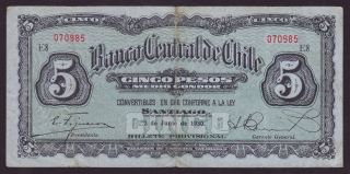 Chile - 5 Pesos,  1930 - Vf photo