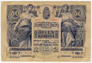 Austria 1902 Issue 50 Kronen Scarce Note Crisp Note.  Pick 6. photo