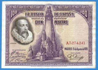 Spain 100 Pesetas 1928 - Rare photo