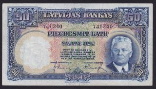 Latvia Latvija 50 Latu 1934,  Series: 741340,  Pick: 20a,  Vf/xf photo