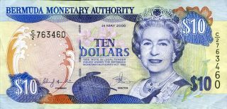 Bermuda 10 Dollars 2000 P - 52 Ef Circulated Banknote photo
