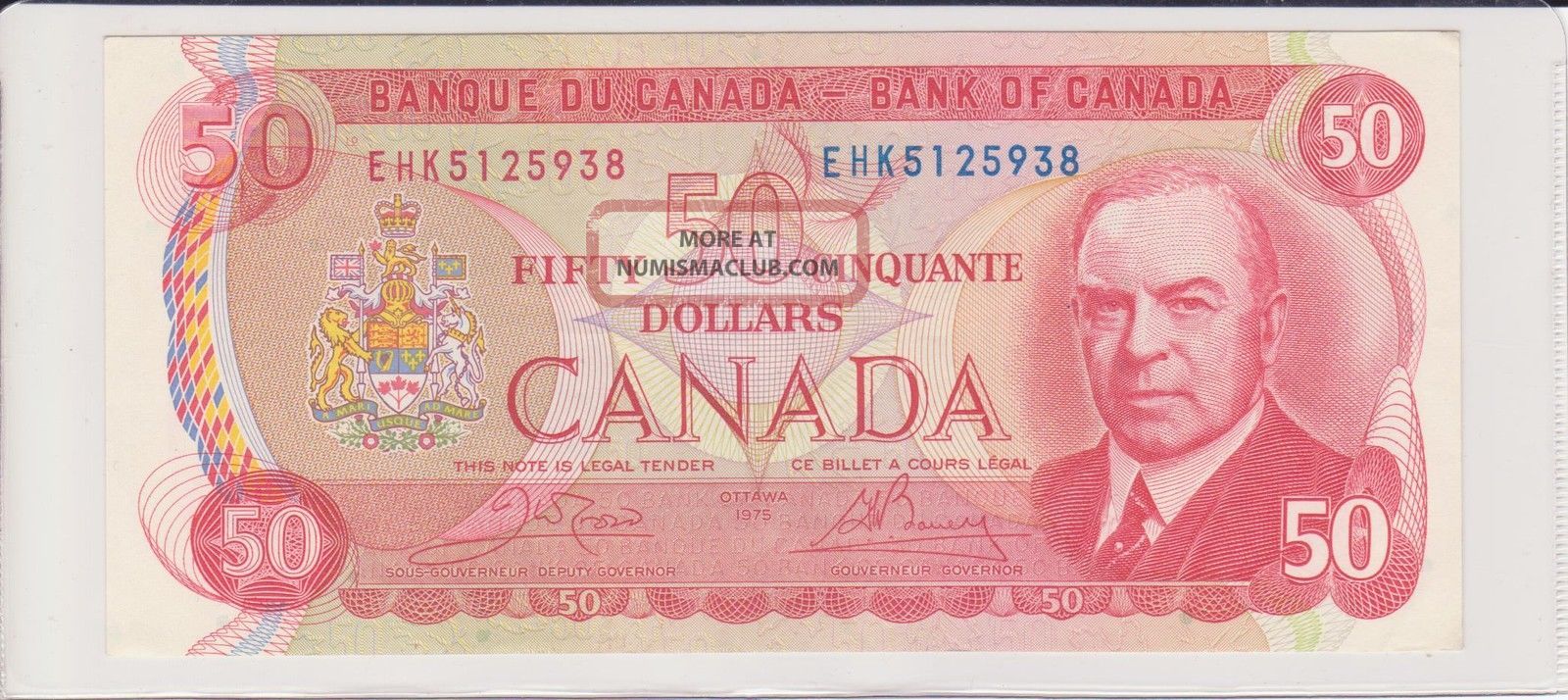 1975 50 Dollar Note Bank Of Canada Ehk Prefix Crisp