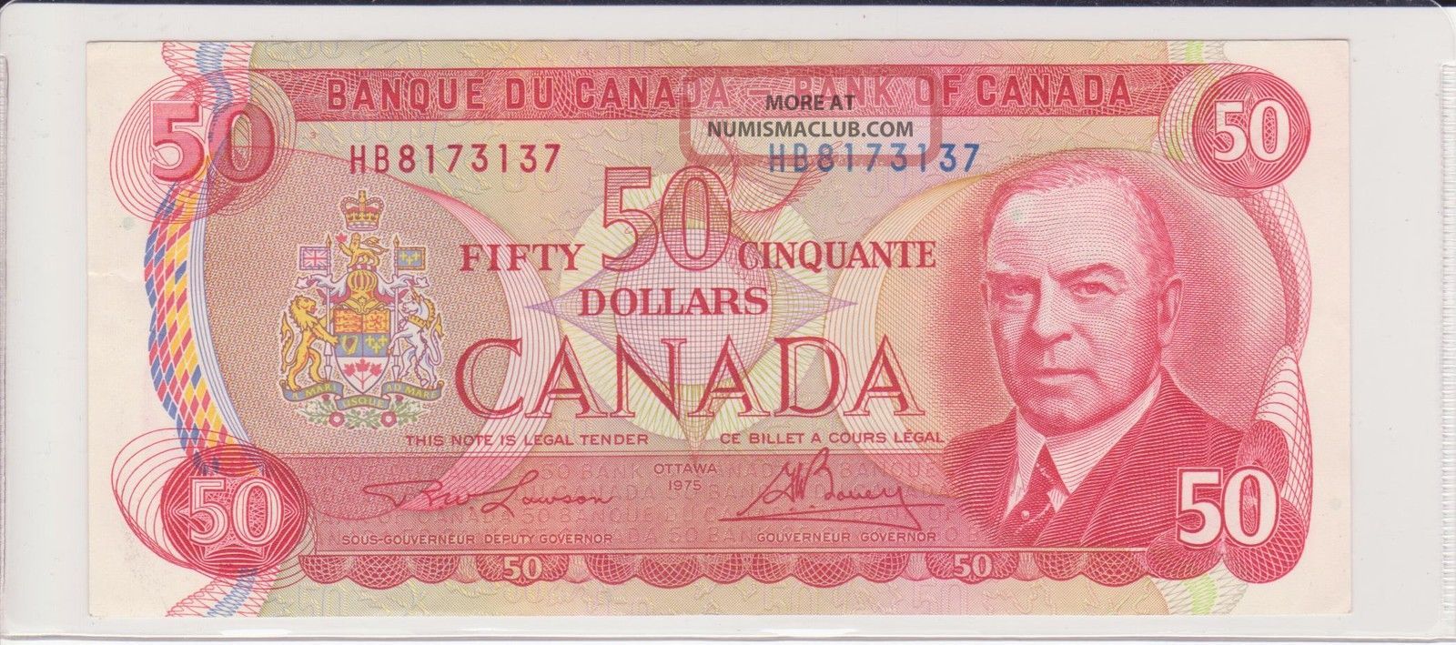 1975 50 Dollar Note Bank Of Canada Hb8 Prefix Crisp