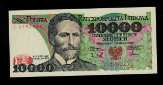 Poland 10000 Zlotych 1988 Z Pick 151b Unc Banknote. photo