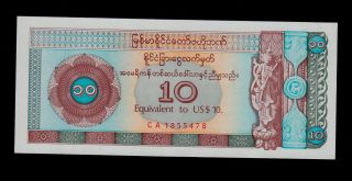 Myanmar 10 Dollars (1993) Pick Fx3 Unc. photo