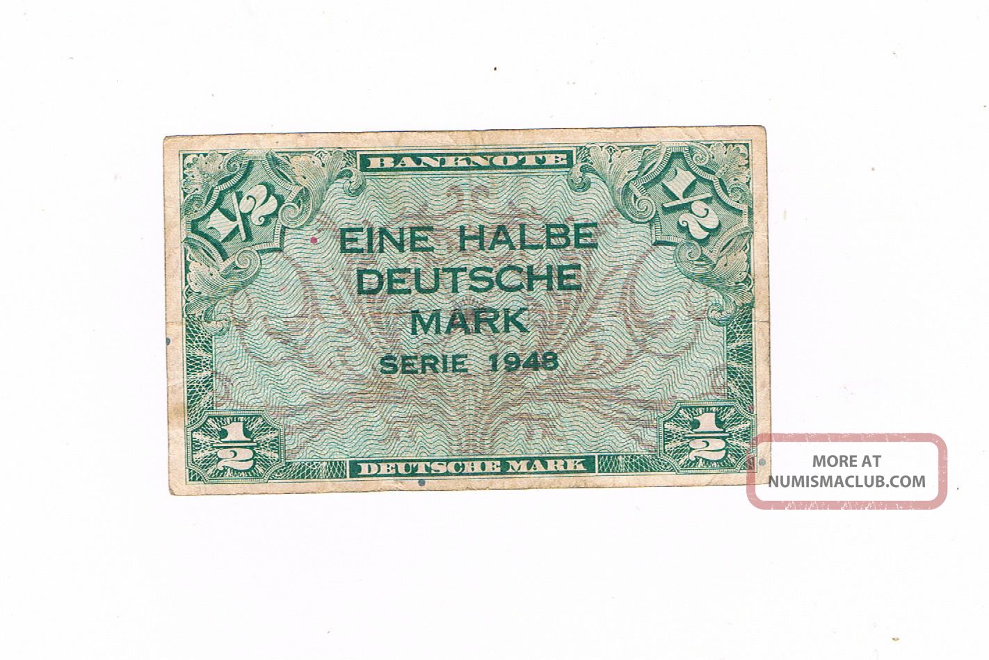 German Fed Rep P1 1/2 Deutsche Mark 1948 Circ Europe photo