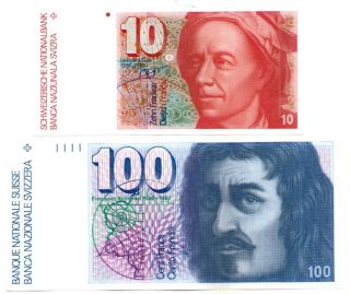 Switzerland - 10 Francs 1987 Pick 53h (59),  100 Francs 1991 Pick 57k (61) photo