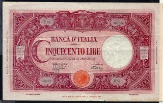 Italy 500 Lire 1943 Vf See Scan photo