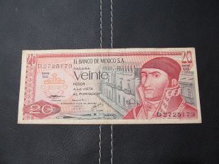 World Currency Mexico 1977 20 Pesos - D2725173 - Circulated photo