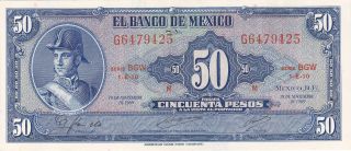 Mexico: 50 Pesos,  19 - 11 - 1969,  P - 49r,  Series Bgw,  Abnc,  Crisp Unc photo
