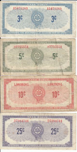 Canada Canadian Tire Store 4 Different Coupon 1961 3,  5,  10 And 25 Cents photo