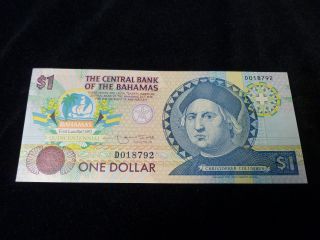 1992 One Dollar Bahamas Quincentennial Columbus 500 Year Commemorative Bank Note photo