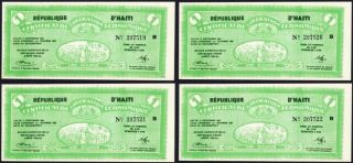 Haiti Four 1 Gourde Certificat De Liberation Au Pick 501 - 207519b To 207522b photo