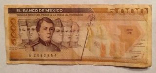 5000 Pesos Mexico Banknote - We Combine Shipment photo