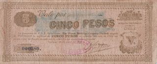 1898 Iquique Chile Bank Crisis Voucher/banknote Circulated photo