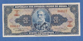 Brazil 20 Cruzeiros Banknote Estampa 1a P - 168b Comes With History Of Note Ojo photo