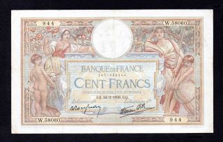 Rare 100 Francs Lom 24 - 2 - 1938 Banque De France Vf photo