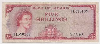 Jamaica 5 Shillings 1960 (1964) Fine P51ac Jamaica photo