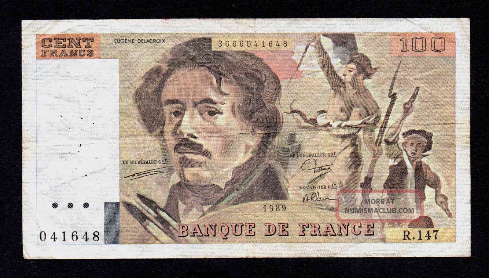 100 Francs 1989 Banque De France Europe photo