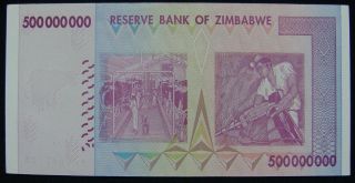 Zimbabwe 500 Billion Dollars 2008 Rare,  Unc. photo