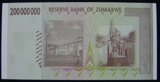 Zimbabwe 200 Million Dollars 2008 Rare,  Unc. photo