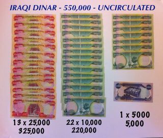 Iraqi Dinar Uncirculated 550,  000 photo