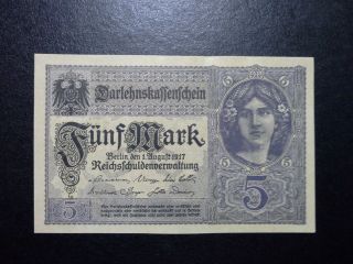 Germany,  5 Mark 1917 Banknote,  Xf. photo