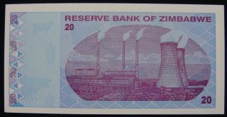 Zimbabwe 20 Dollars 2009 Unc. ,  Rare Series Aa photo