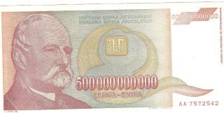 Yugoslavia 500000000000 500 Billion 500,  000,  000,  000 Dnr 1993 P 137 photo