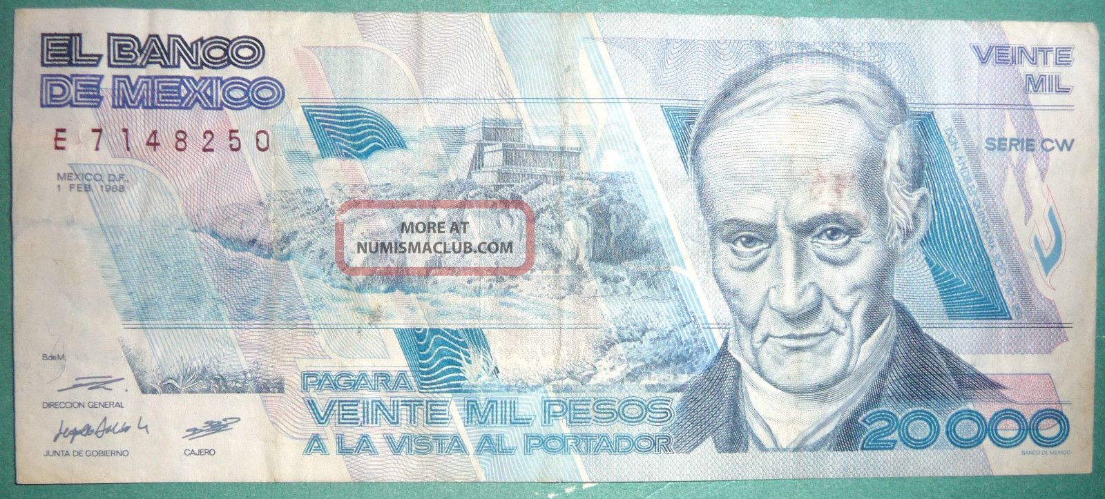 Mexico 20000 20 000 Peso Note P 92 A Issued 01 02 1988