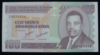 Burundi 100 Francs 2010,  Unc. photo